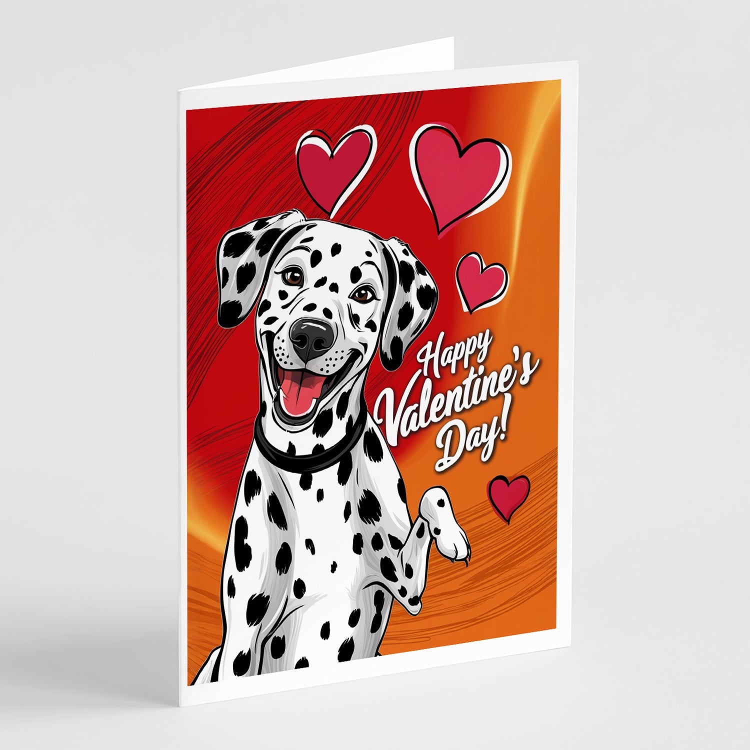 Dalmatian Happy Valentine's Day Greeting Cards Pack of 8 Blank Cards with Envelopes Whimsical A7 Size 5x7