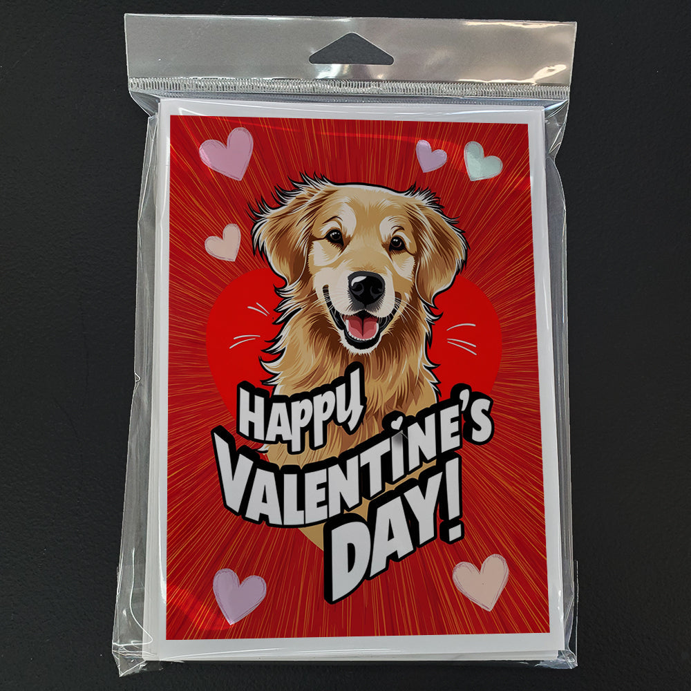 Golden Retriever Happy Valentine's Day Greeting Cards Pack of 8 Blank Cards with Envelopes Whimsical A7 Size 5x7