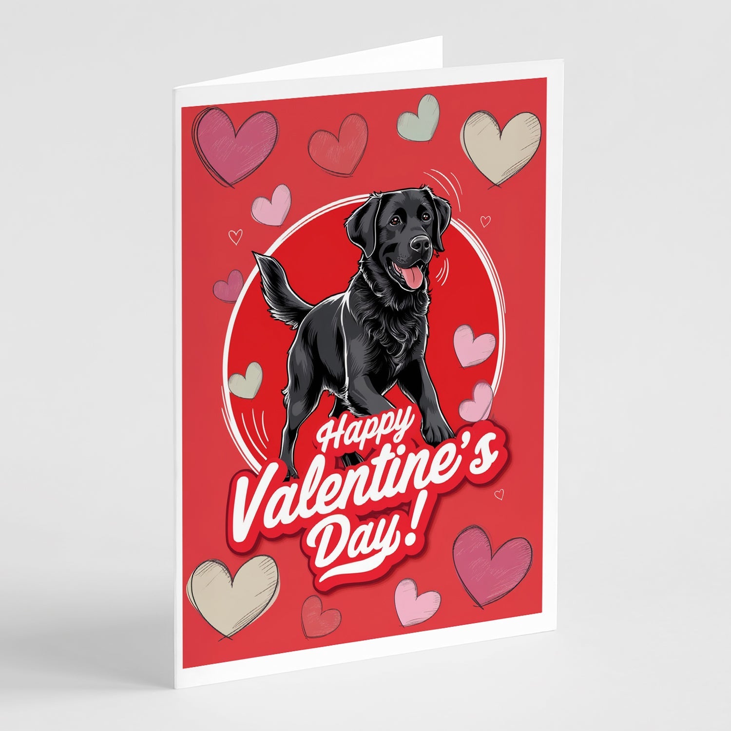 Black Labrador Retriever Happy Valentine's Day Greeting Cards Pack of 8 Blank Cards with Envelopes Whimsical A7 Size 5x7