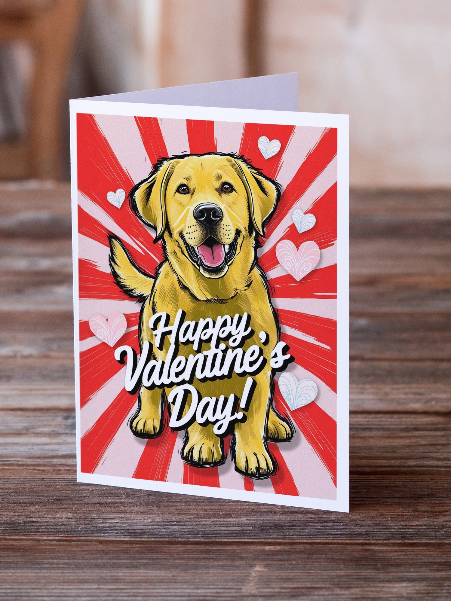 Yellow Labrador Retriever Happy Valentine's Day Greeting Cards Pack of 8 Blank Cards with Envelopes Whimsical A7 Size 5x7
