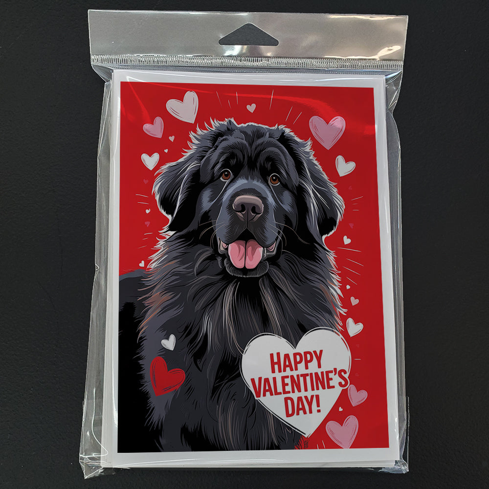 Newfoundland Happy Valentine's Day Greeting Cards Pack of 8 Blank Cards with Envelopes Whimsical A7 Size 5x7