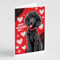 Black Standard Poodle Happy Valentine's Day Greeting Cards Pack of 8 Blank Cards with Envelopes Whimsical A7 Size 5x7