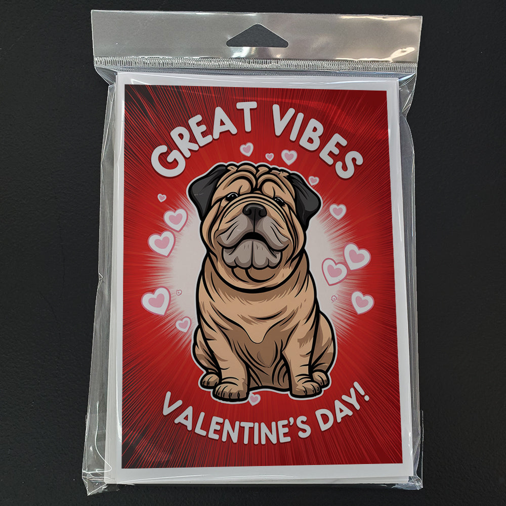 Shar Pei Happy Valentine's Day Greeting Cards Pack of 8 Blank Cards with Envelopes Whimsical A7 Size 5x7