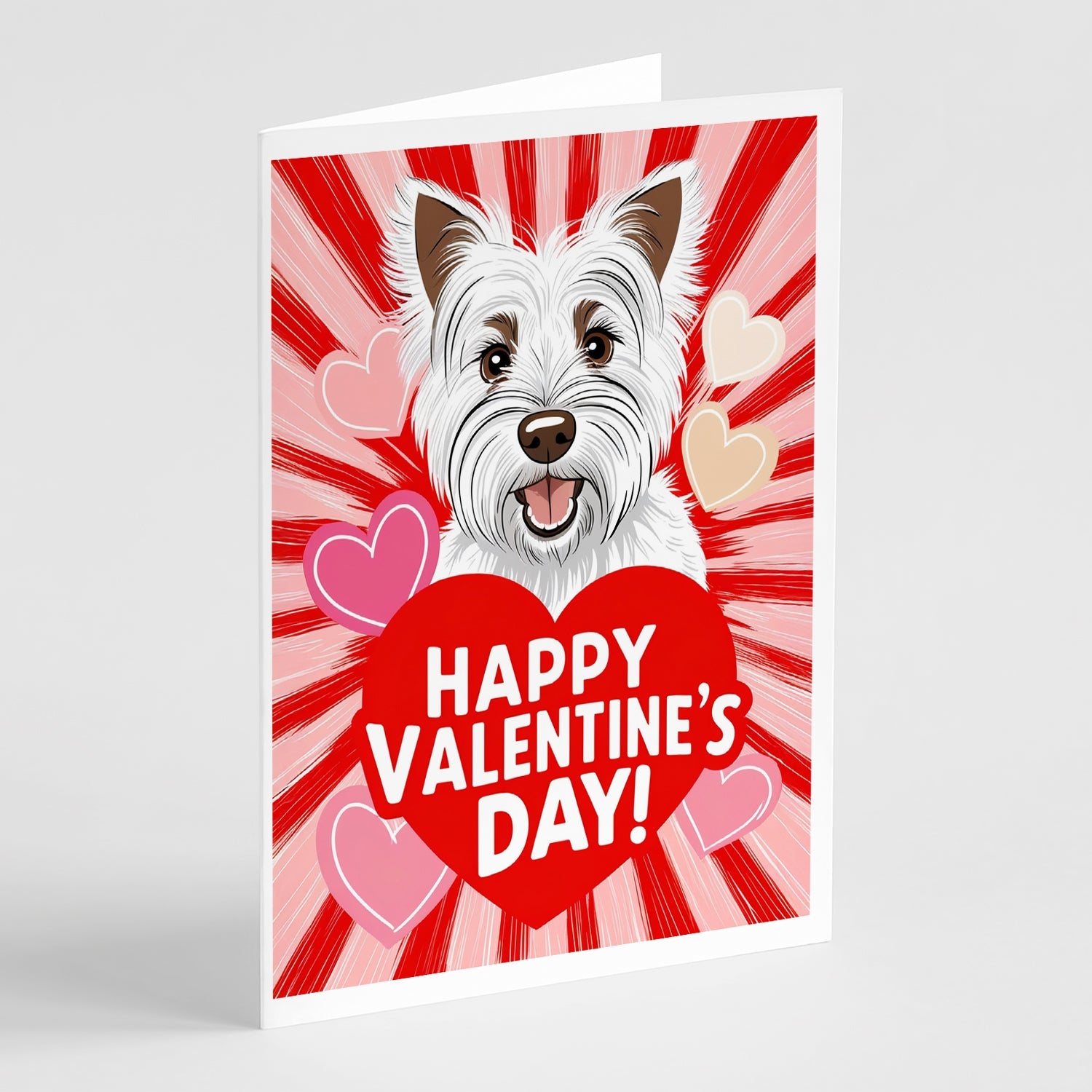 Westie Happy Valentine's Day Greeting Cards Pack of 8 Blank Cards with Envelopes Whimsical A7 Size 5x7