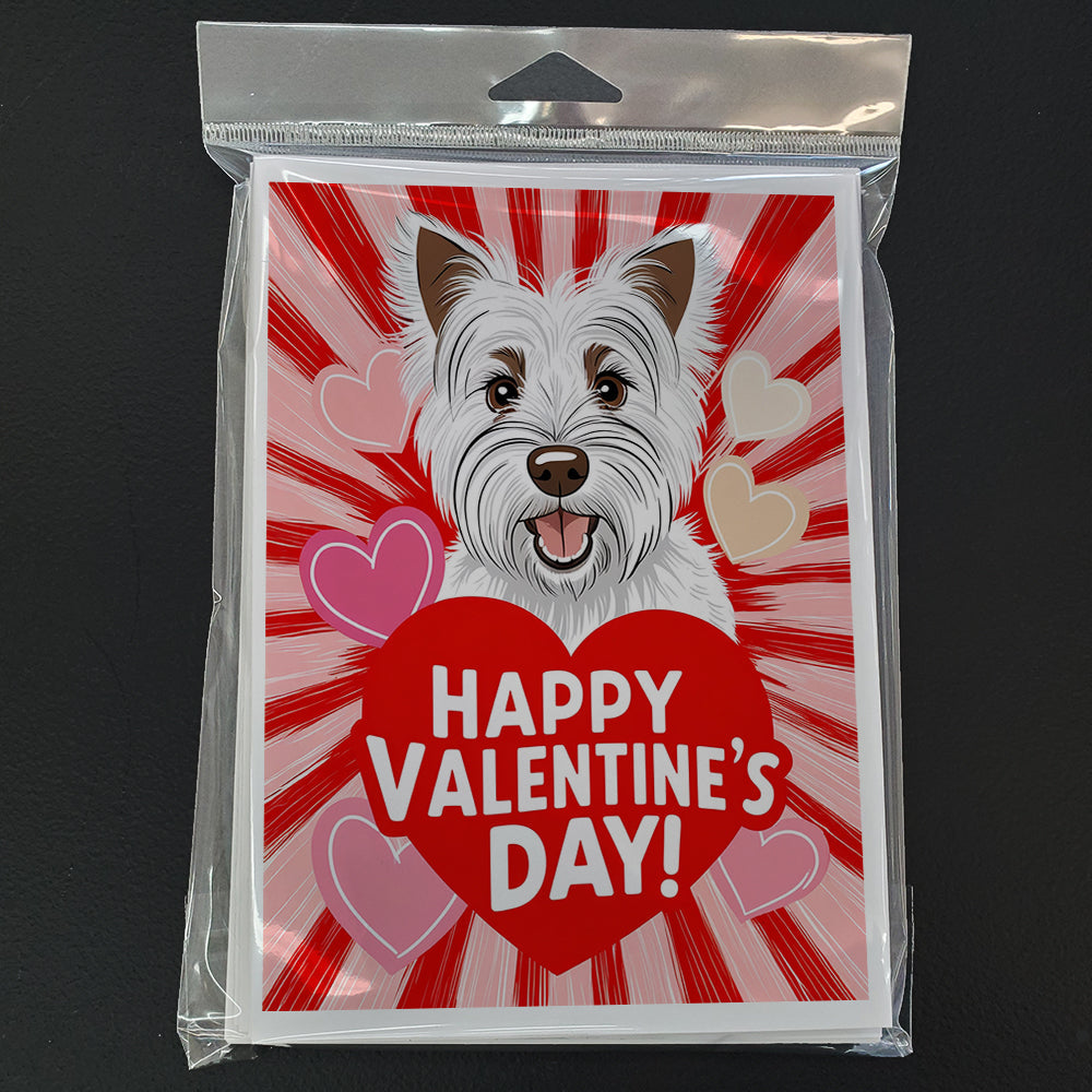 Westie Happy Valentine's Day Greeting Cards Pack of 8 Blank Cards with Envelopes Whimsical A7 Size 5x7
