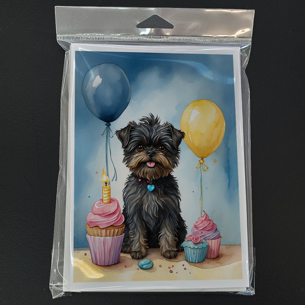 Affenpinscher Happy Birthday Greeting Cards Pack of 8 Blank Cards with Envelopes Whimsical A7 Size 5x7