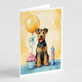 Airedale Terrier Happy Birthday Greeting Cards Pack of 8 Blank Cards with Envelopes Whimsical A7 Size 5x7