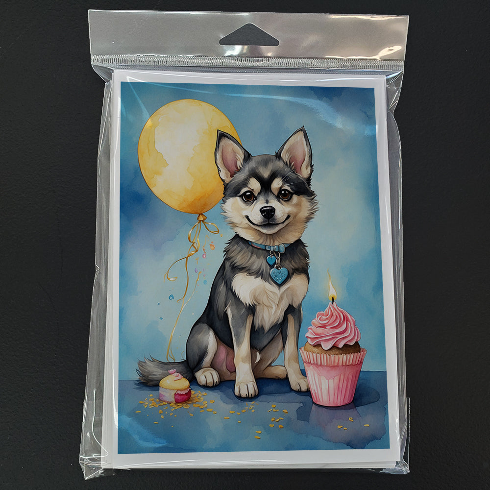 Alaskan Klee Kai Happy Birthday Greeting Cards Pack of 8 Blank Cards with Envelopes Whimsical A7 Size 5x7