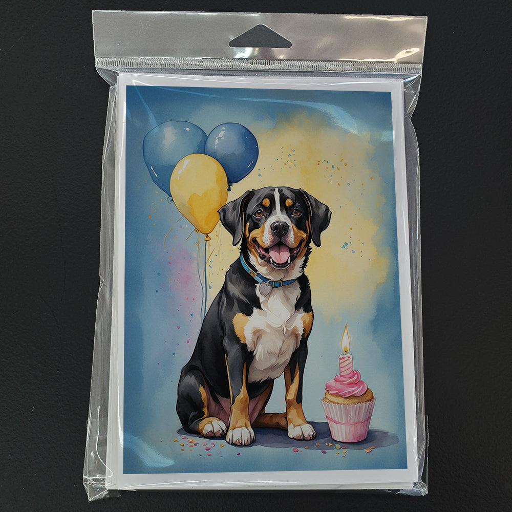 Entlebucher Mountain Dog Happy Birthday Greeting Cards Pack of 8 Blank Cards with Envelopes Whimsical A7 Size 5x7