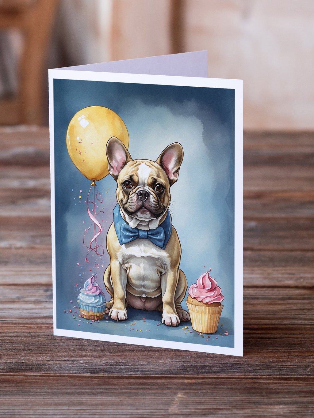 French Bulldog Happy Birthday Greeting Cards Pack of 8 Blank Cards with Envelopes Whimsical A7 Size 5x7