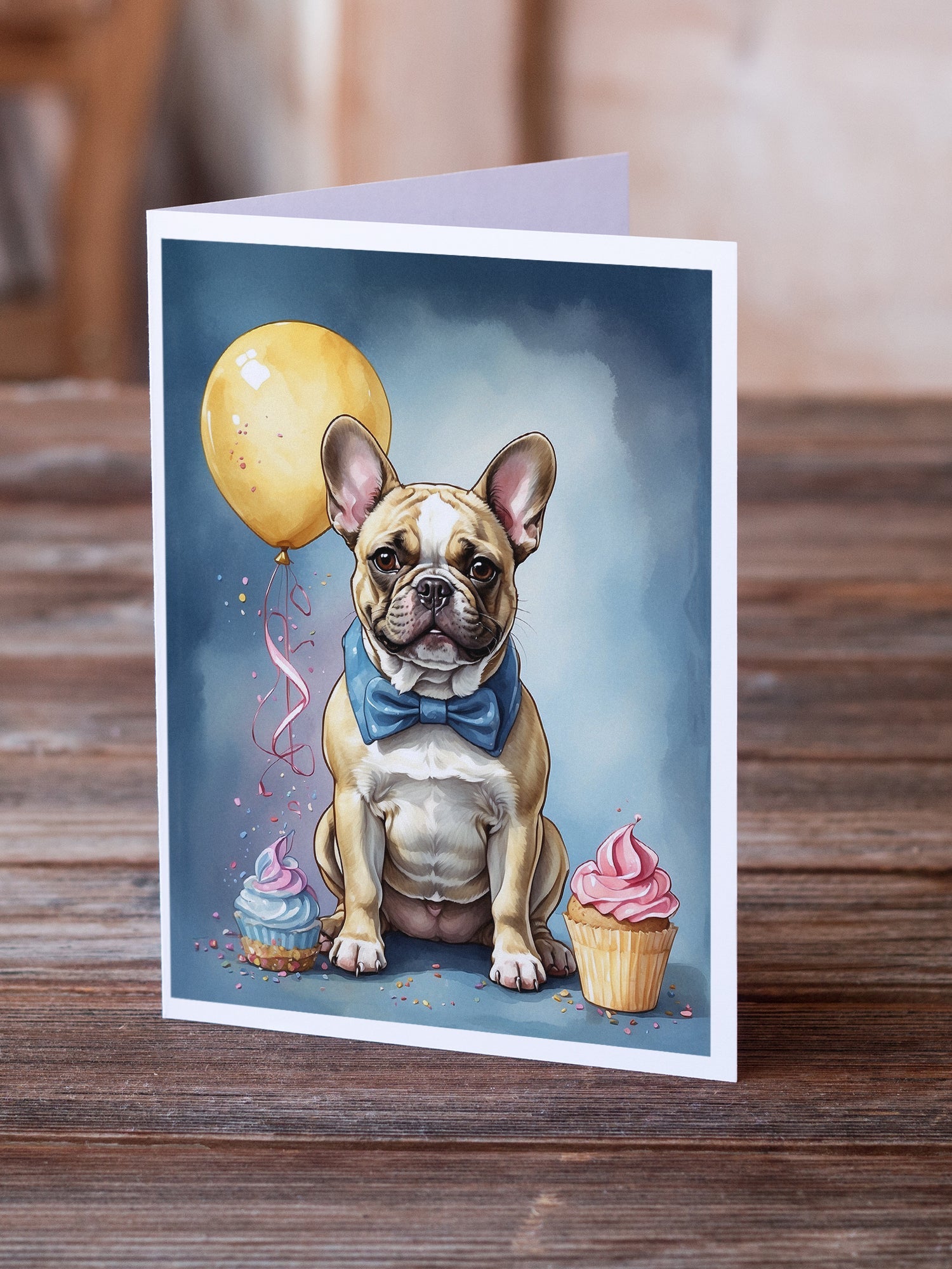 French Bulldog Happy Birthday Greeting Cards Pack of 8 Blank Cards with Envelopes Whimsical A7 Size 5x7