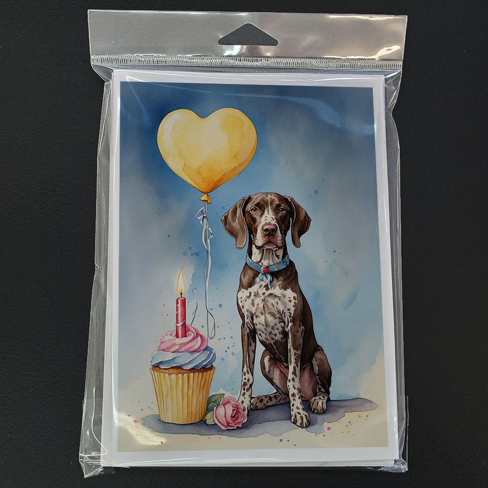 German Shorthaired Pointer Happy Birthday Greeting Cards Pack of 8 Blank Cards with Envelopes Whimsical A7 Size 5x7