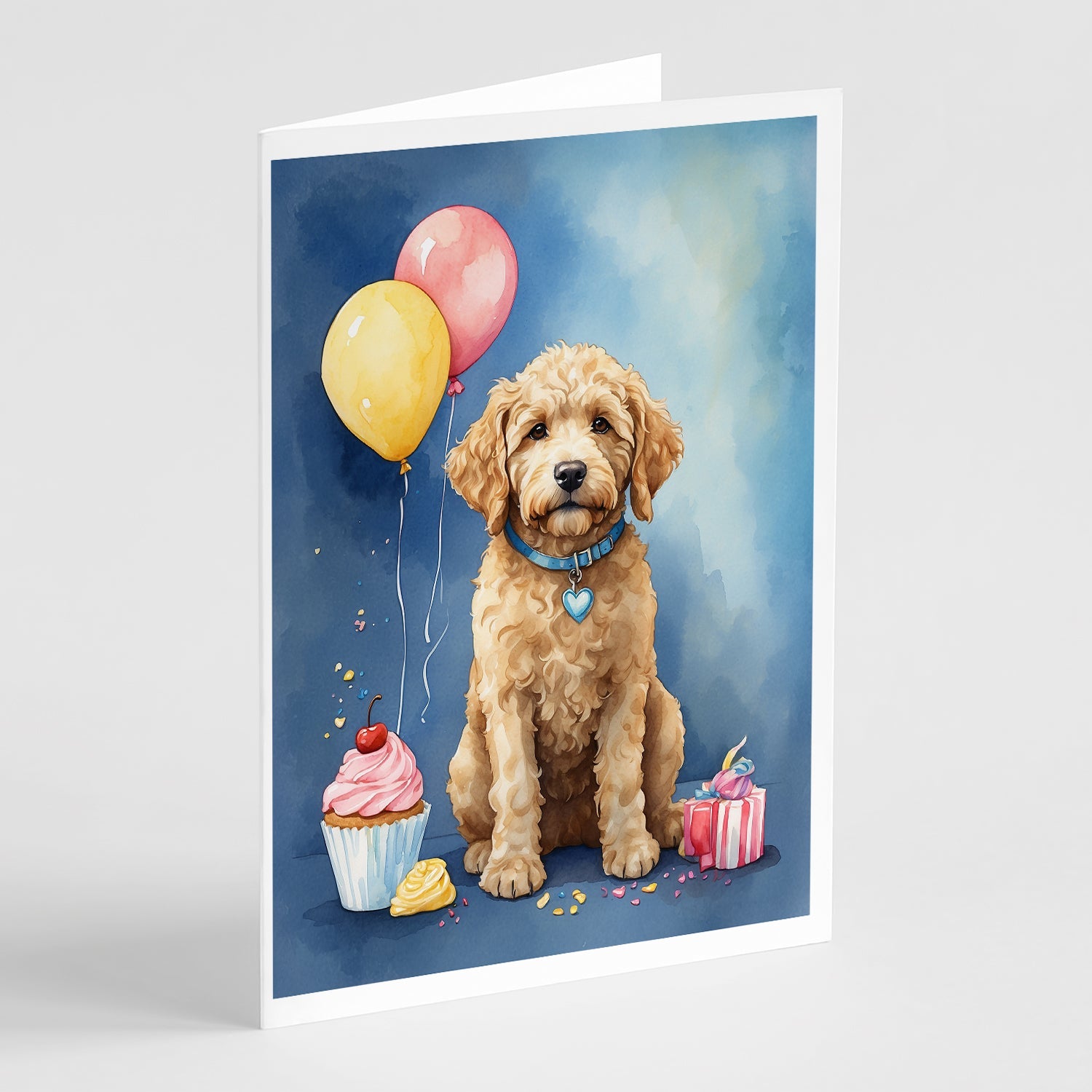 Goldendoodle Happy Birthday Greeting Cards Pack of 8 Blank Cards with Envelopes Whimsical A7 Size 5x7