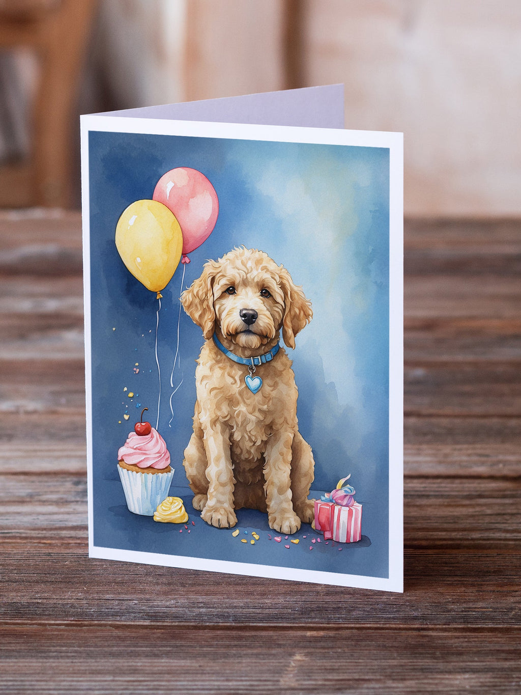 Goldendoodle Happy Birthday Greeting Cards Pack of 8 Blank Cards with Envelopes Whimsical A7 Size 5x7