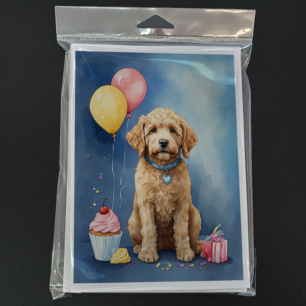 Goldendoodle Happy Birthday Greeting Cards Pack of 8 Blank Cards with Envelopes Whimsical A7 Size 5x7