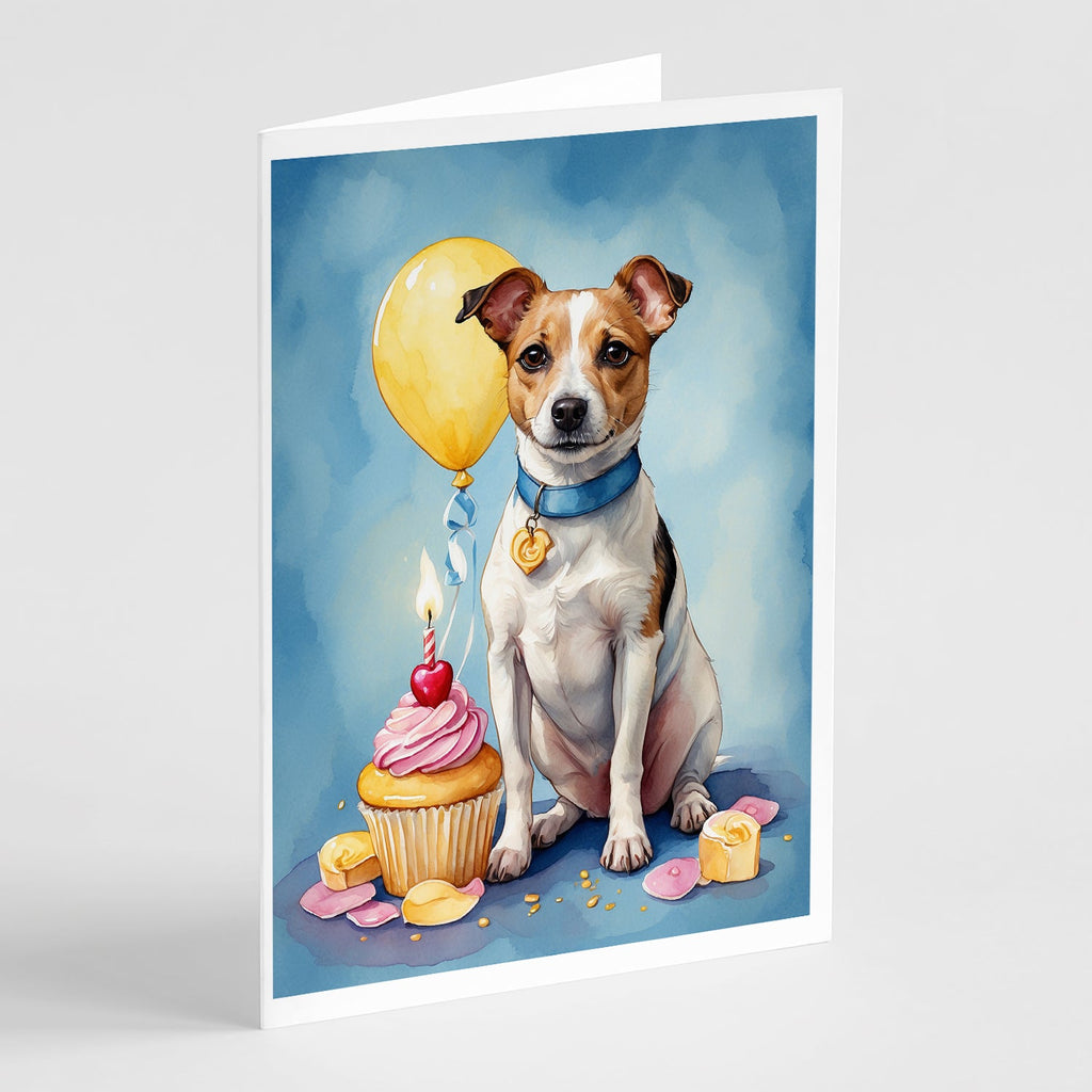 Jack Russell Terrier Happy Birthday Greeting Cards Pack of 8 Blank Cards with Envelopes Whimsical A7 Size 5x7