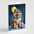 Keeshond Happy Birthday Greeting Cards Pack of 8 Blank Cards with Envelopes Whimsical A7 Size 5x7