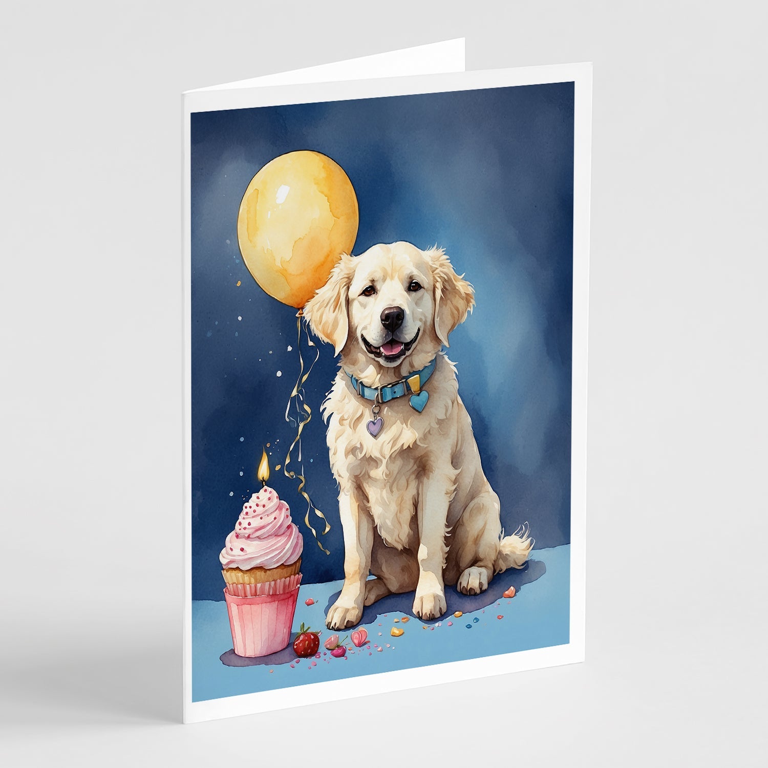 Kuvasz Happy Birthday Greeting Cards Pack of 8 Blank Cards with Envelopes Whimsical A7 Size 5x7