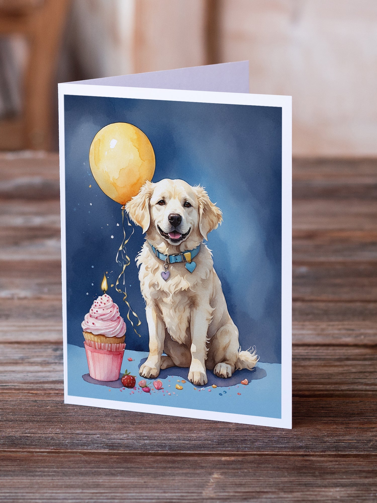 Kuvasz Happy Birthday Greeting Cards Pack of 8 Blank Cards with Envelopes Whimsical A7 Size 5x7