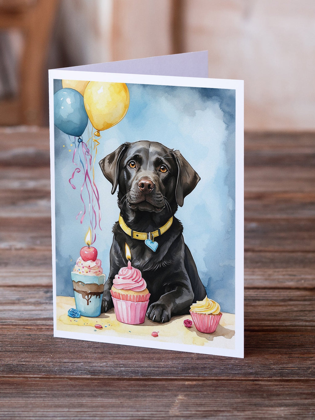 Black Labrador Retriever Happy Birthday Greeting Cards Pack of 8 Blank Cards with Envelopes Whimsical A7 Size 5x7