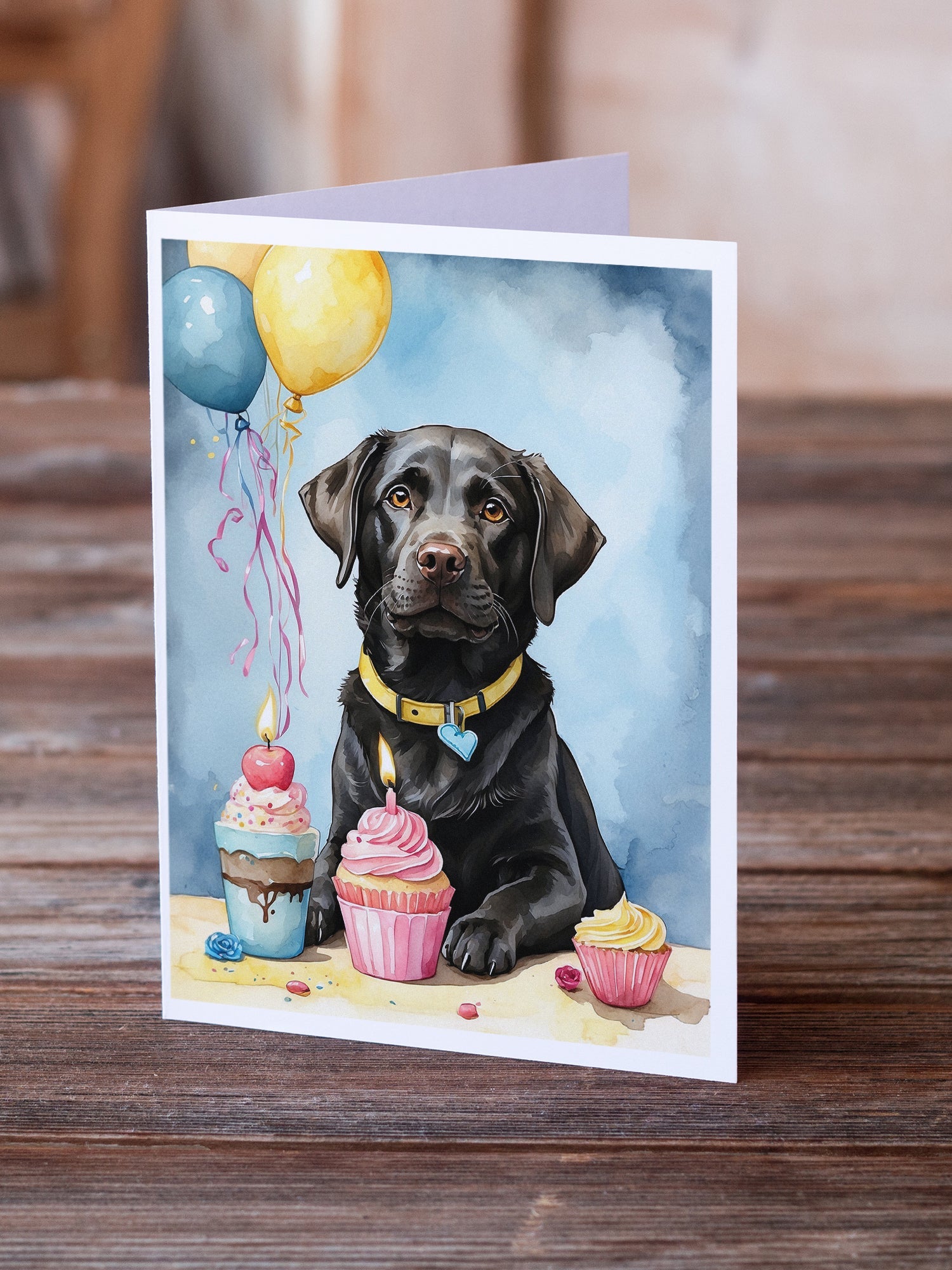 Black Labrador Retriever Happy Birthday Greeting Cards Pack of 8 Blank Cards with Envelopes Whimsical A7 Size 5x7