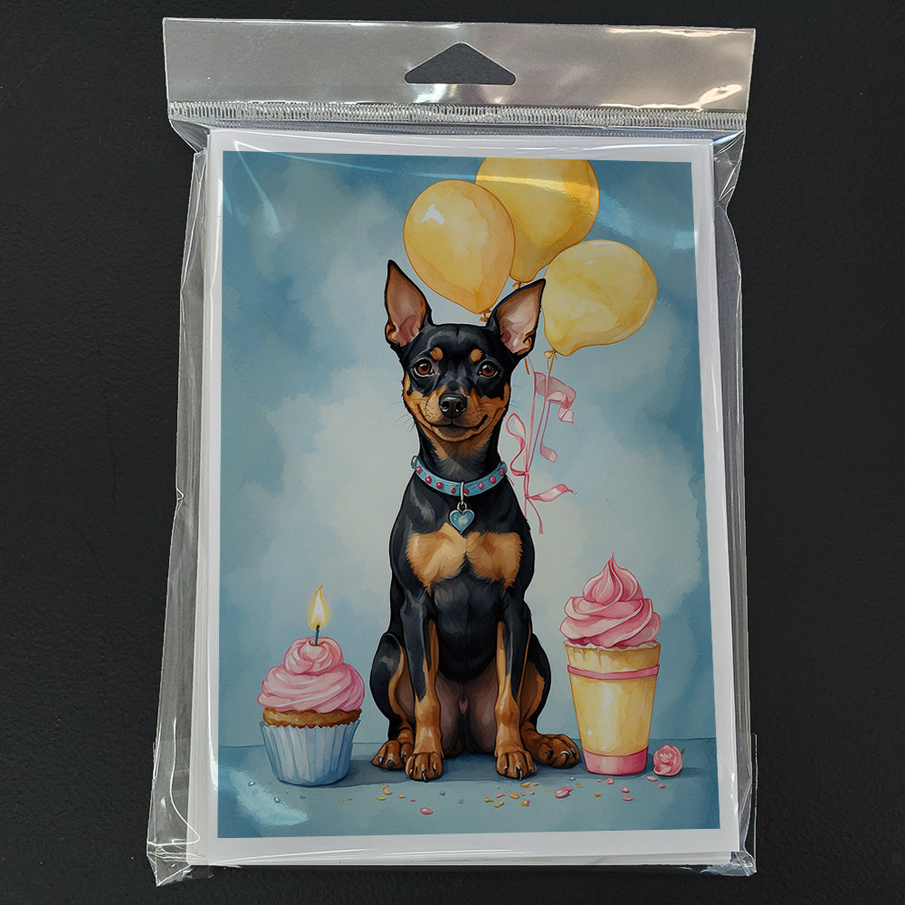 Miniature Pinscher Happy Birthday Greeting Cards Pack of 8 Blank Cards with Envelopes Whimsical A7 Size 5x7
