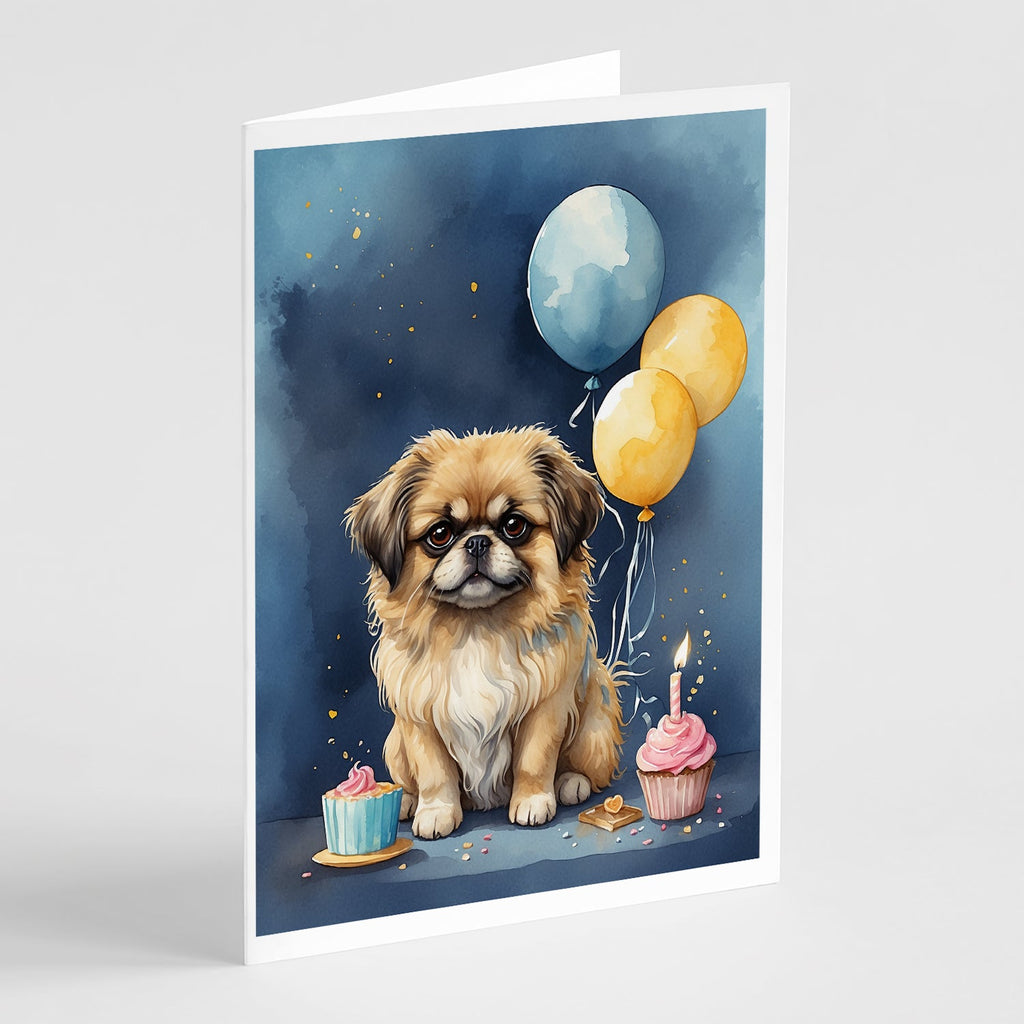 Pekingese Happy Birthday Greeting Cards Pack of 8 Blank Cards with Envelopes Whimsical A7 Size 5x7