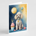 White Poodle Happy Birthday Greeting Cards Pack of 8 Blank Cards with Envelopes Whimsical A7 Size 5x7