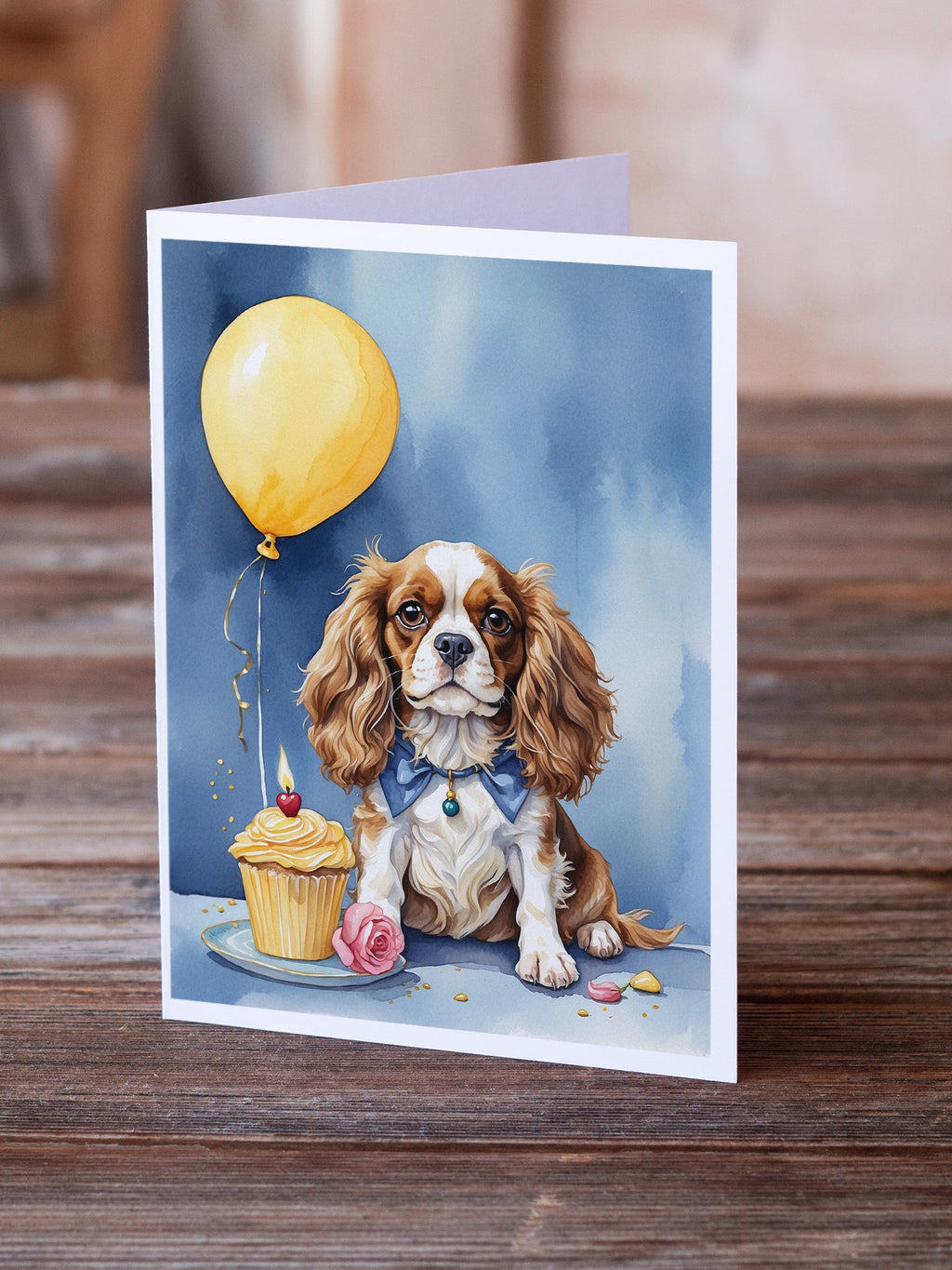 Cavalier Spaniel Happy Birthday Greeting Cards Pack of 8 Blank Cards with Envelopes Whimsical A7 Size 5x7