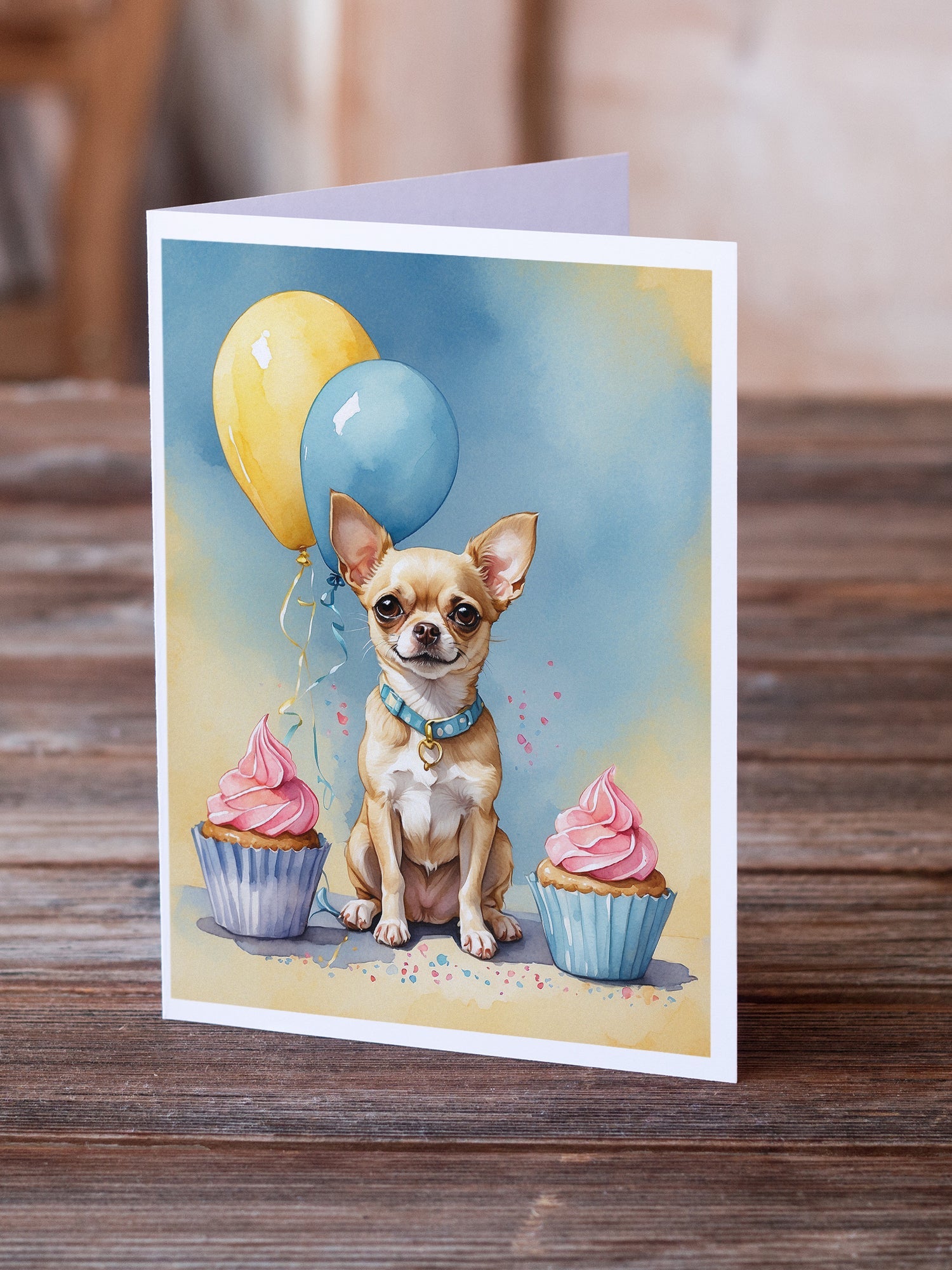 Chihuahua Happy Birthday Greeting Cards Pack of 8 Blank Cards with Envelopes Whimsical A7 Size 5x7