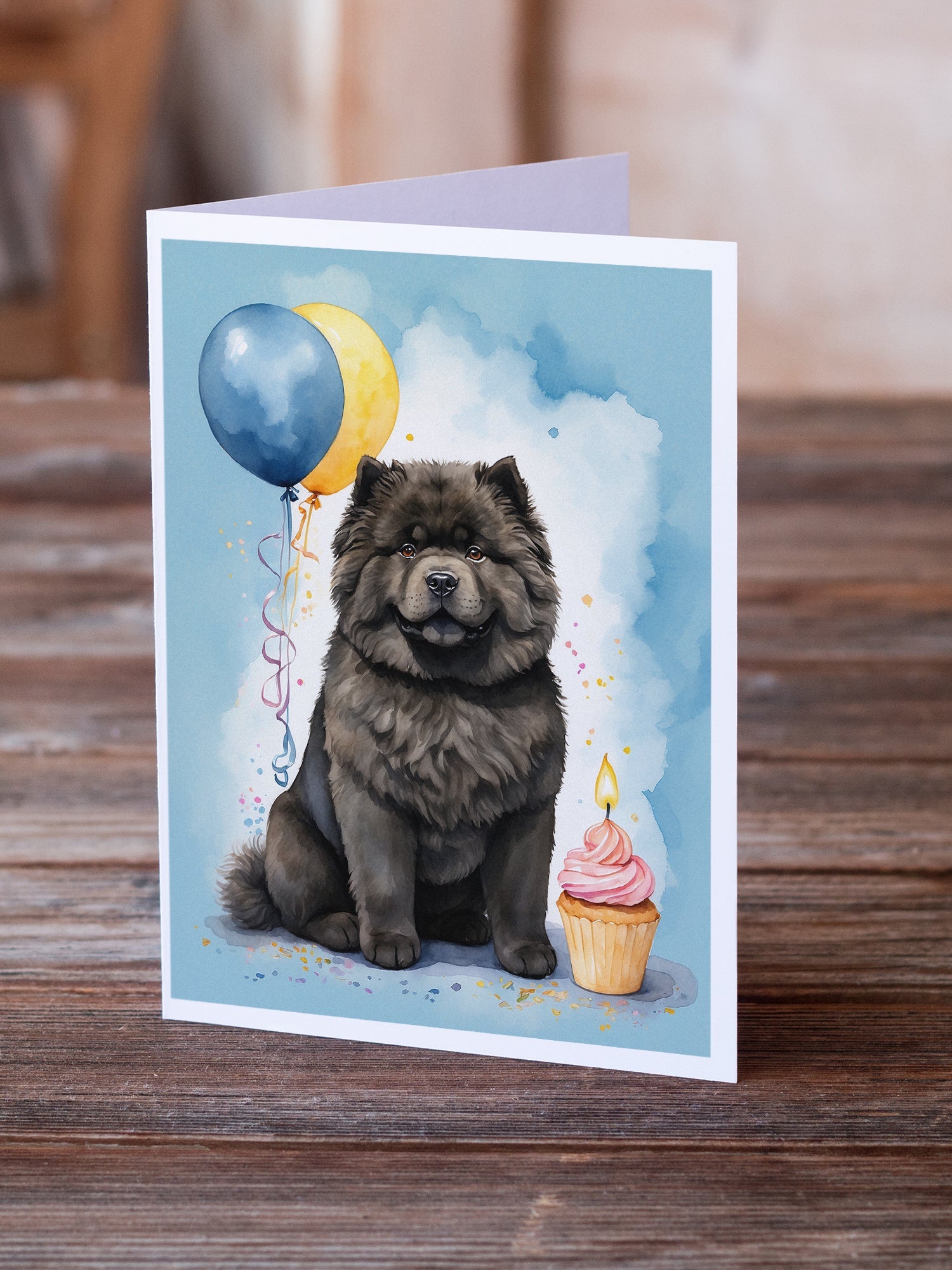 Black Chow Chow Happy Birthday Greeting Cards Pack of 8 Blank Cards with Envelopes Whimsical A7 Size 5x7