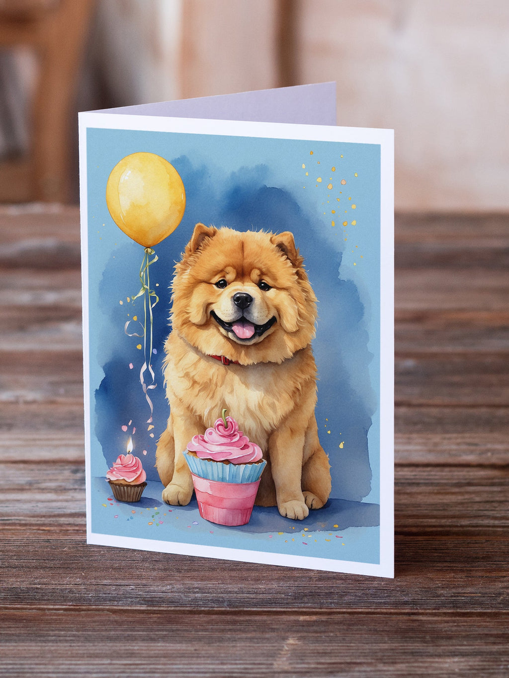 Chow Chow Happy Birthday Greeting Cards Pack of 8 Blank Cards with Envelopes Whimsical A7 Size 5x7