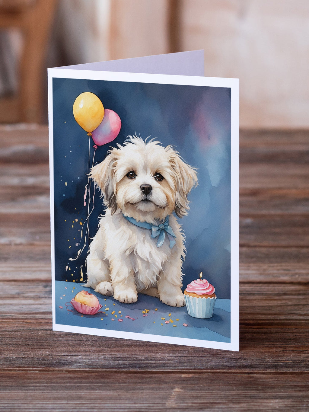 Coton De Tulear Happy Birthday Greeting Cards Pack of 8 Blank Cards with Envelopes Whimsical A7 Size 5x7