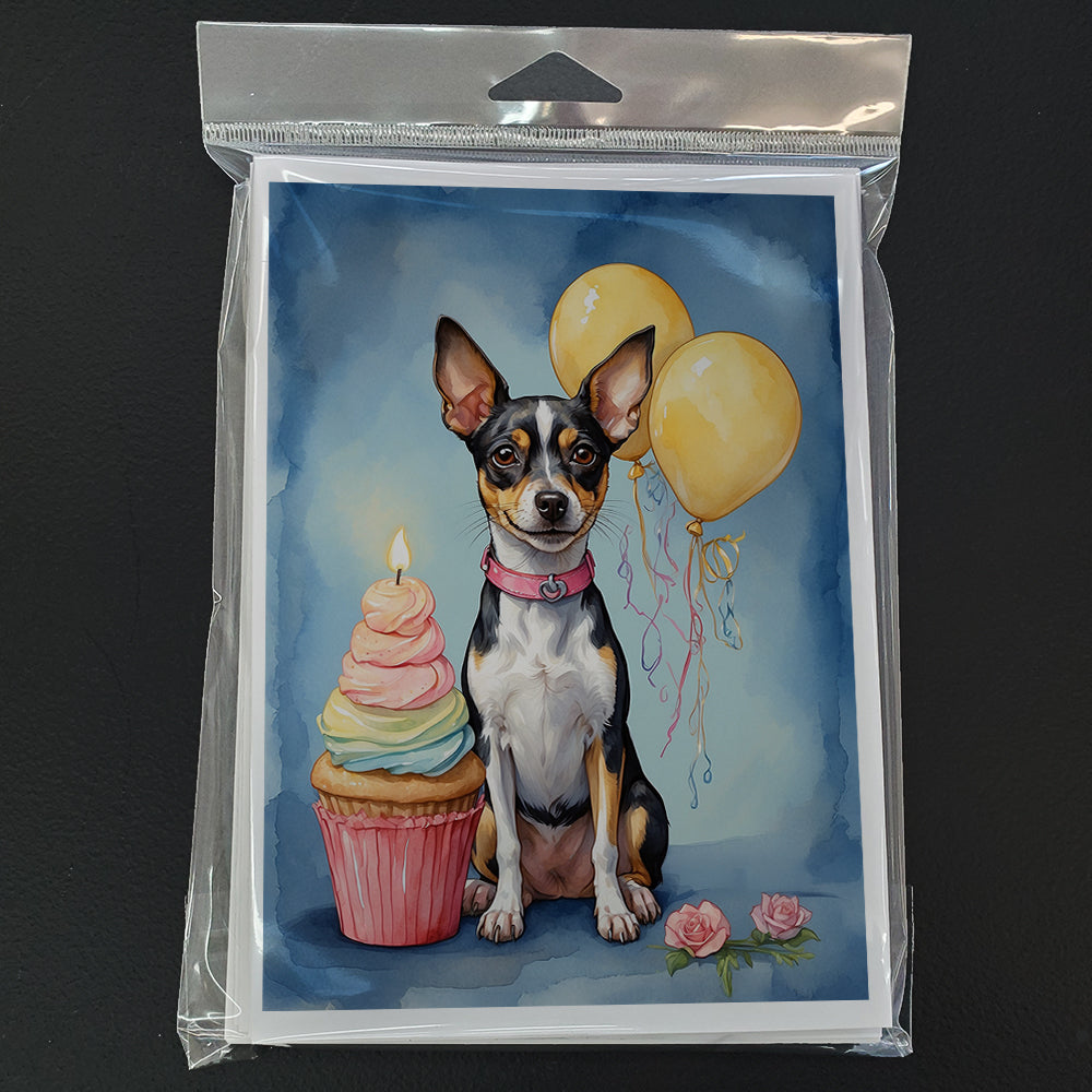 Rat Terrier Happy Birthday Greeting Cards Pack of 8 Blank Cards with Envelopes Whimsical A7 Size 5x7