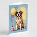 Saint Bernard Happy Birthday Greeting Cards Pack of 8 Blank Cards with Envelopes Whimsical A7 Size 5x7