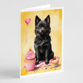 Schipperke Happy Birthday Greeting Cards Pack of 8 Blank Cards with Envelopes Whimsical A7 Size 5x7