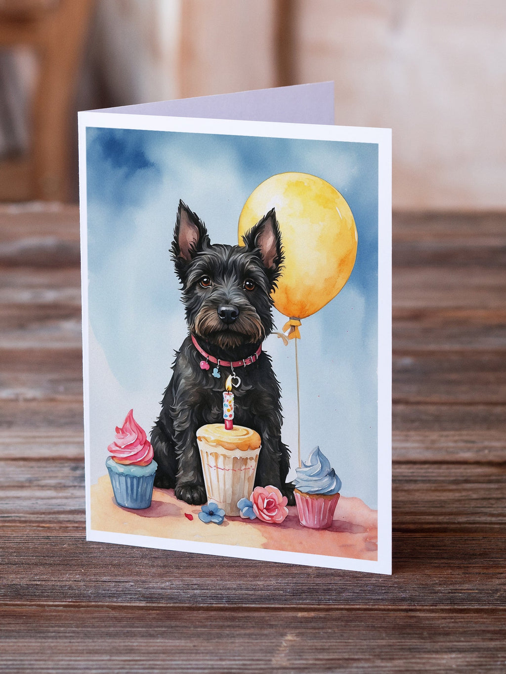 Scottish Terrier Happy Birthday Greeting Cards Pack of 8 Blank Cards with Envelopes Whimsical A7 Size 5x7
