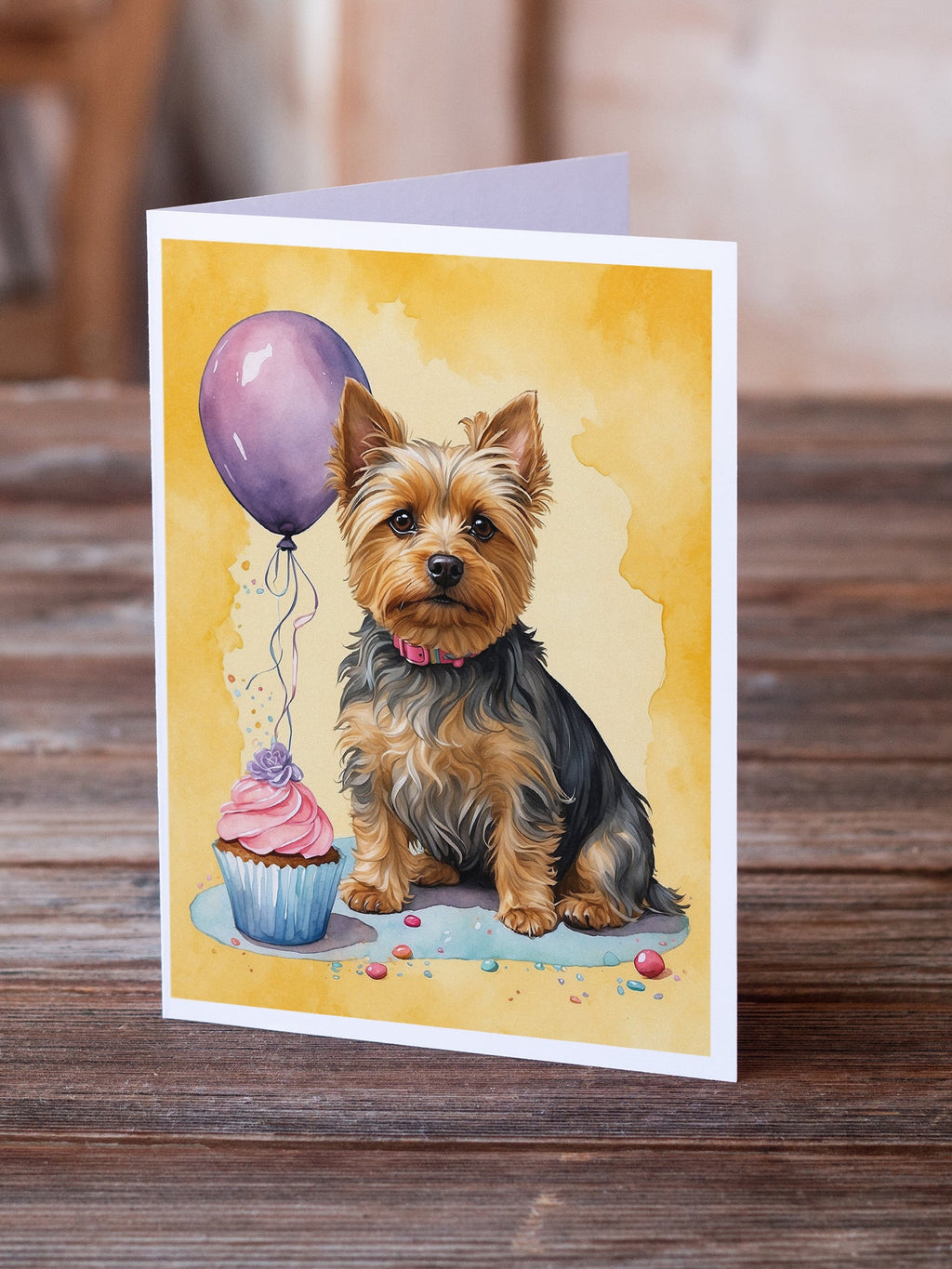 Silky Terrier Happy Birthday Greeting Cards Pack of 8 Blank Cards with Envelopes Whimsical A7 Size 5x7