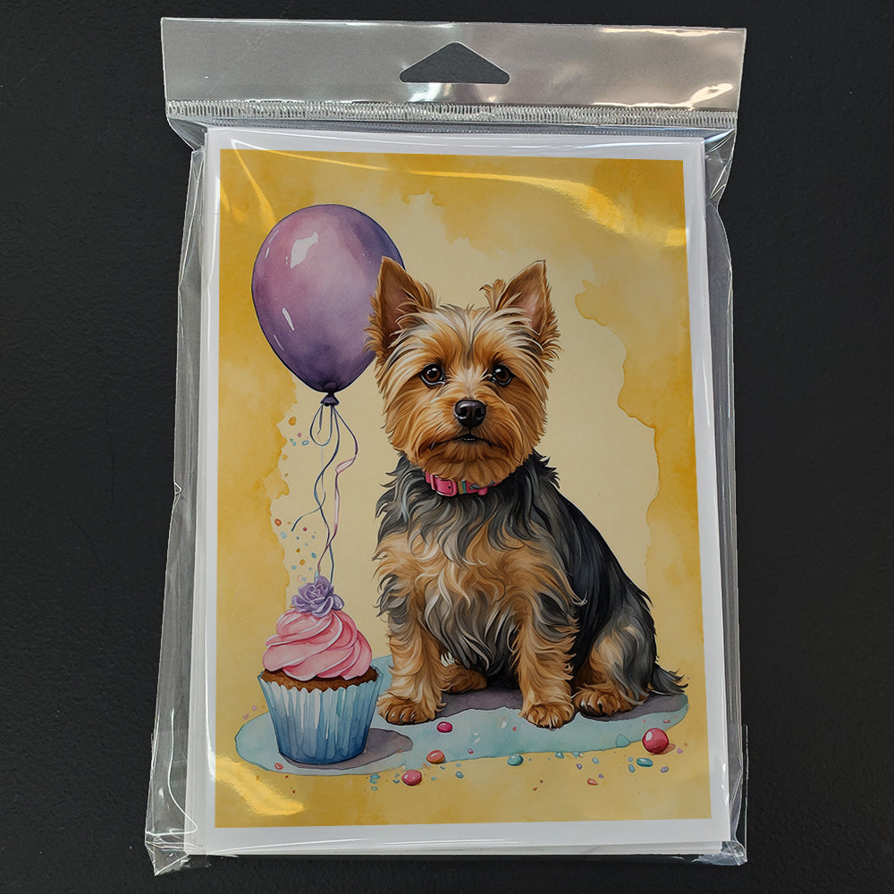 Silky Terrier Happy Birthday Greeting Cards Pack of 8 Blank Cards with Envelopes Whimsical A7 Size 5x7