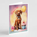 Vizsla Happy Birthday Greeting Cards Pack of 8 Blank Cards with Envelopes Whimsical A7 Size 5x7