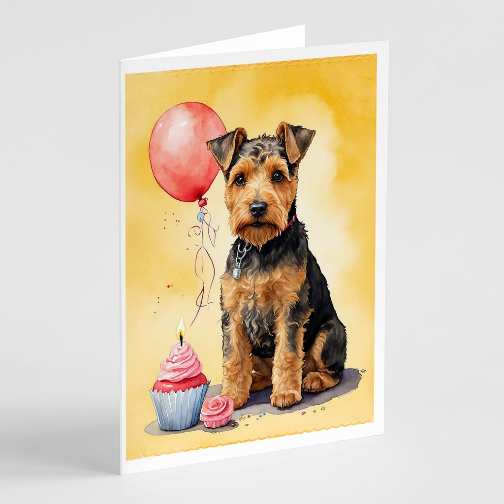Welsh Terrier Happy Birthday Greeting Cards Pack of 8 Blank Cards with Envelopes Whimsical A7 Size 5x7