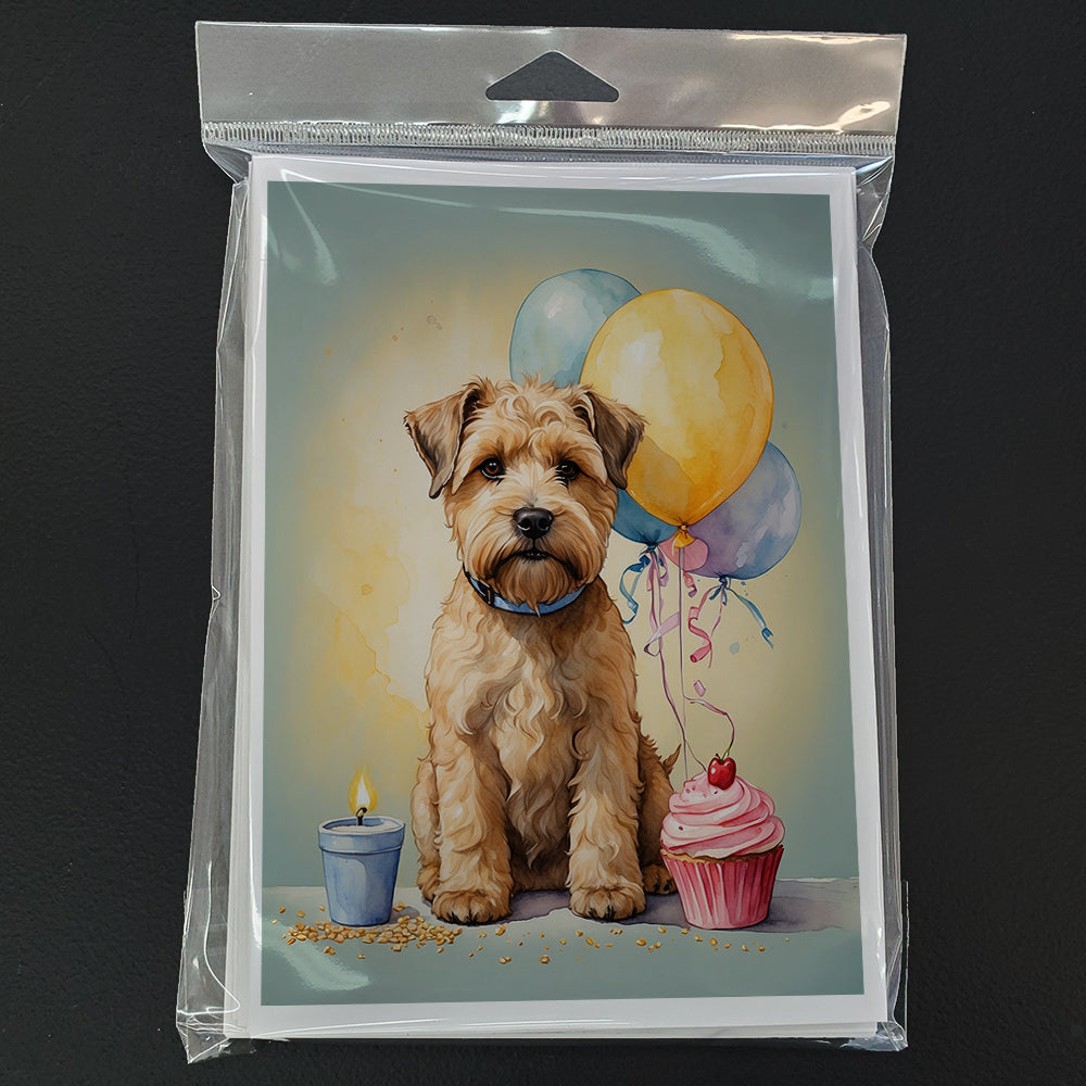 Wheaten Terrier Happy Birthday Greeting Cards Pack of 8 Blank Cards with Envelopes Whimsical A7 Size 5x7