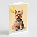 Yorkshire Terrier Happy Birthday Greeting Cards Pack of 8 Blank Cards with Envelopes Whimsical A7 Size 5x7