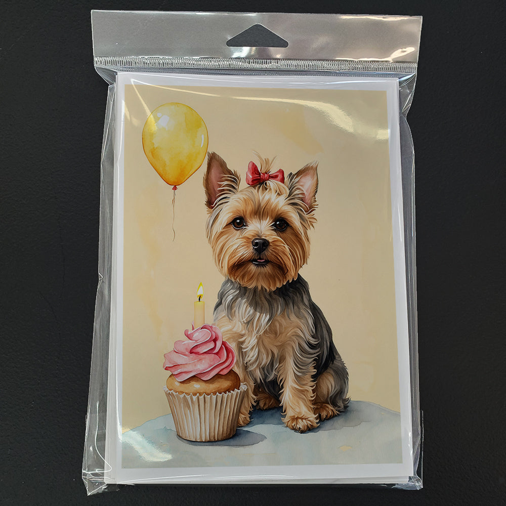 Yorkshire Terrier Happy Birthday Greeting Cards Pack of 8 Blank Cards with Envelopes Whimsical A7 Size 5x7