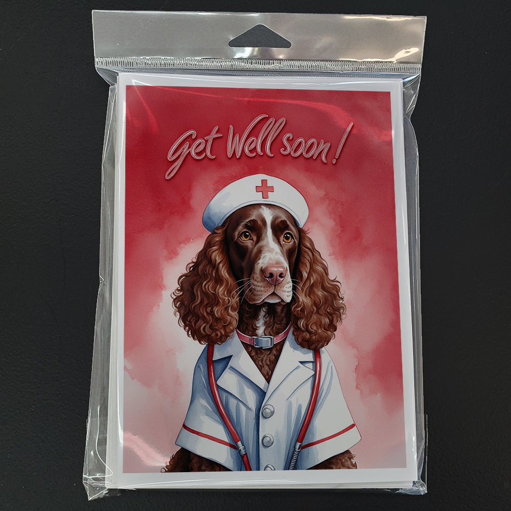 American Water Spaniel Get Well Soon Greeting Cards Pack of 8 Blank Cards with Envelopes Whimsical A7 Size 5x7