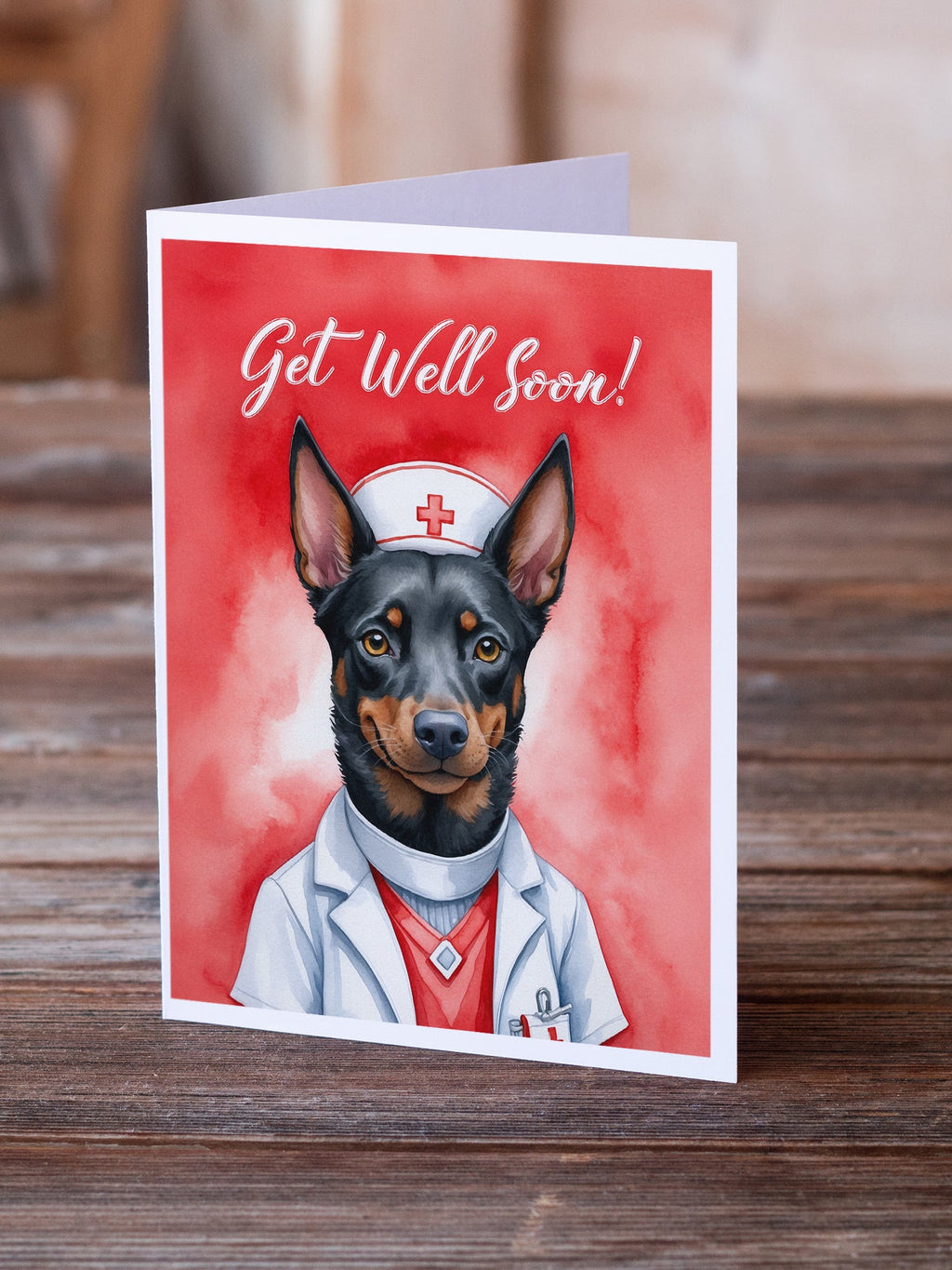 Australian Kelpie Get Well Soon Greeting Cards Pack of 8 Blank Cards with Envelopes Whimsical A7 Size 5x7