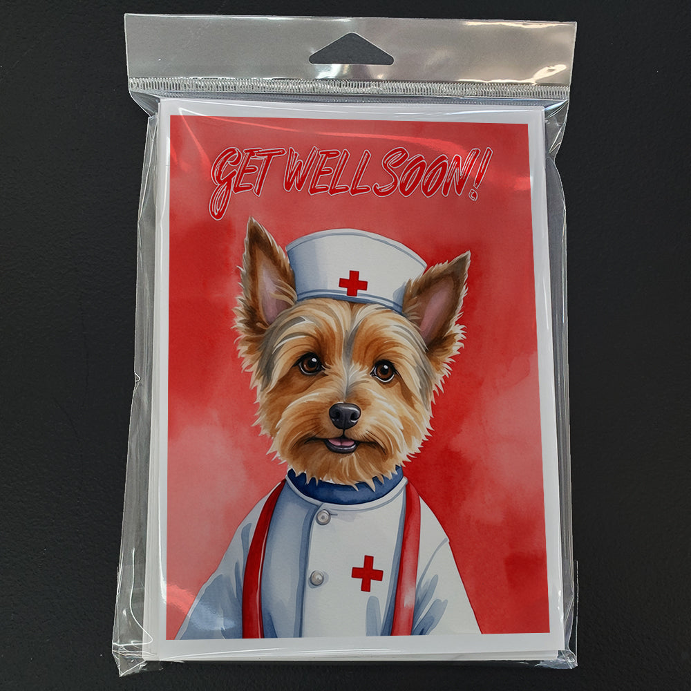 Australian Terrier Get Well Soon Greeting Cards Pack of 8 Blank Cards with Envelopes Whimsical A7 Size 5x7