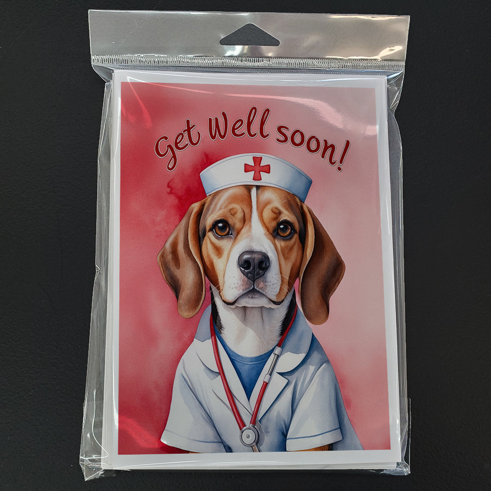 Beagle Get Well Soon Greeting Cards Pack of 8 Blank Cards with Envelopes Whimsical A7 Size 5x7