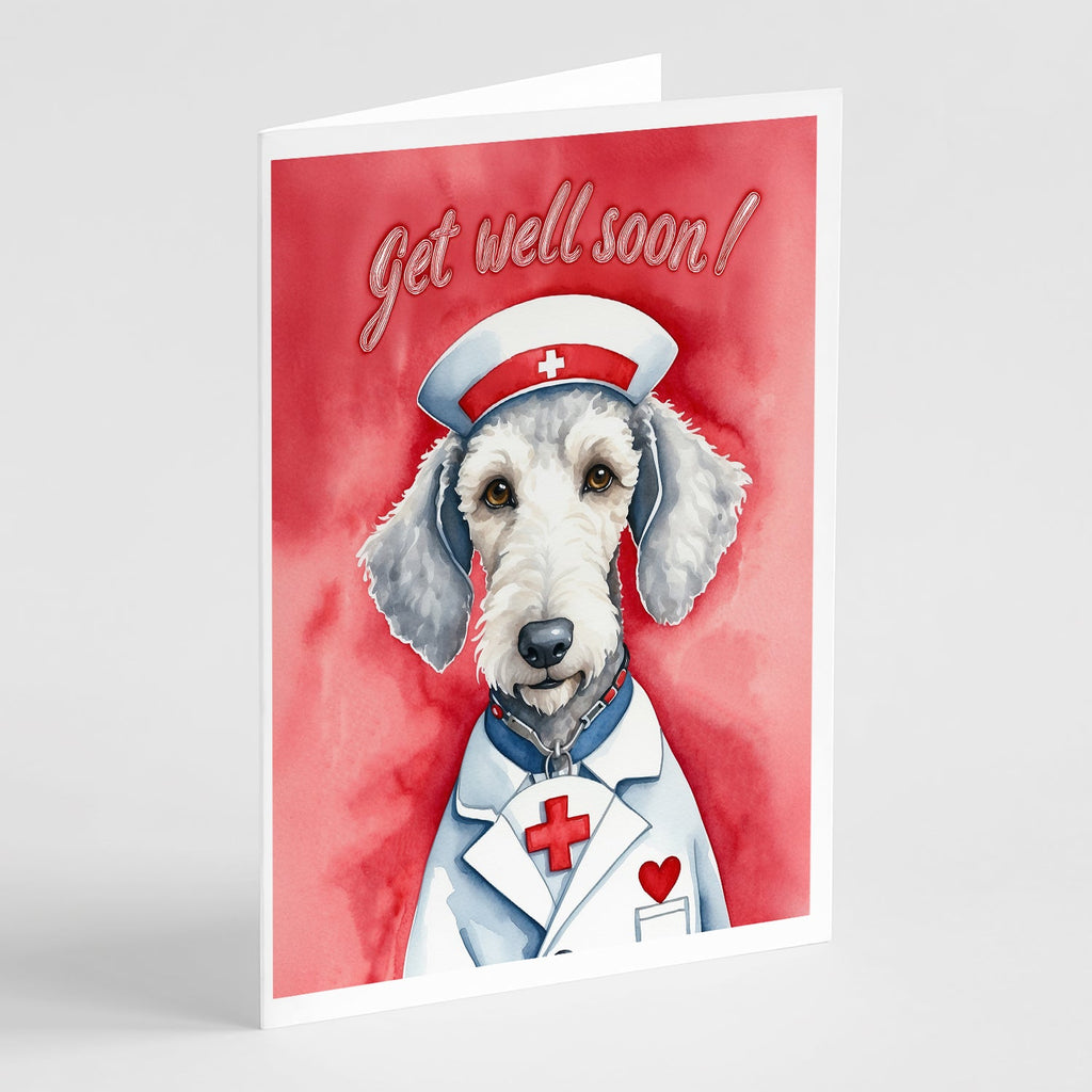 Bedlington Terrier Get Well Soon Greeting Cards Pack of 8 Blank Cards with Envelopes Whimsical A7 Size 5x7