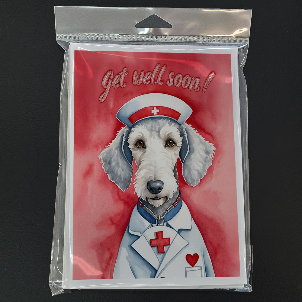 Bedlington Terrier Get Well Soon Greeting Cards Pack of 8 Blank Cards with Envelopes Whimsical A7 Size 5x7